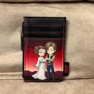 Disney Star Wars Red and Black Card Holder with Princess Leia & Han Solo Art